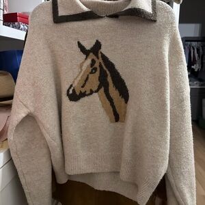 Women's Beige Horse Sweater